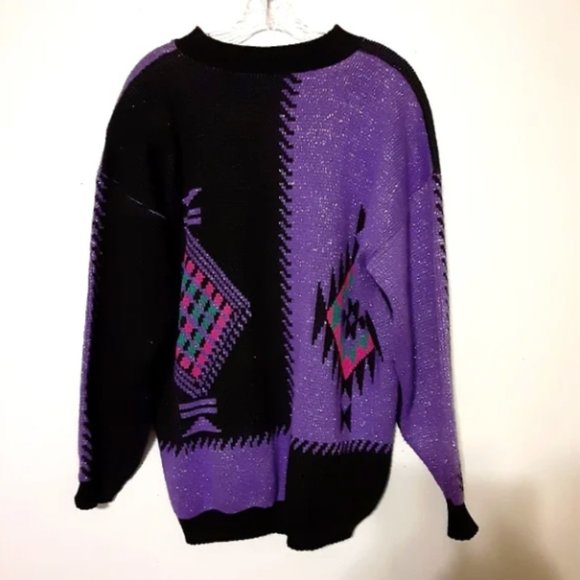 Vintage 80s Threadneedle Street Abstract Metallic Detail Sweater No Size - Picture 4 of 4